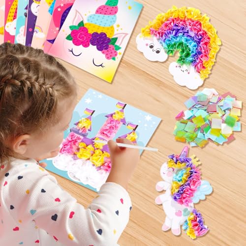 Lonfliness 8 Pcs Unicorn Poke in Craft Kits for Kids Mess Free DIY Art - style: Unicorn