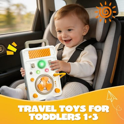 UIIOPJIOM Montessori Toy Busy Board for 1 Year Old, Airplane Essential Travel Toys Roadtrip Activities for Toddler Boy Toy Educational Learning Activity Sensory Board for Toddler 1 2 3 Girl Gift