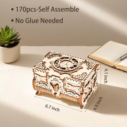 3D Wooden Puzzles for Adults,Wooden Toy for Kids and Adults,Model Building Kit,Educational Brain Teaser,Best Educational Christmas Birthday Day Gift for Friends (Wooden Antique Box) - color: Wooden Antique Box