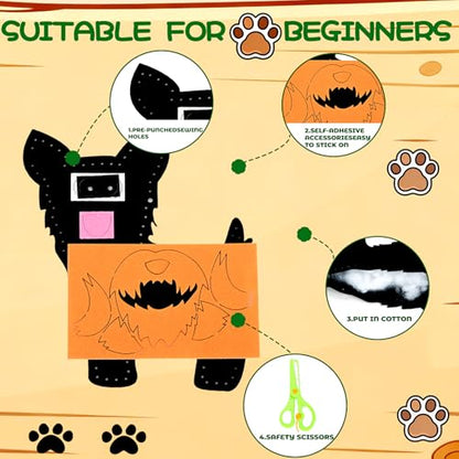 GOASION Sewing Kit for Kids, 12-Piece Dog Crafts Sewing Kit, Ages 5-8-12 - color: Dog Sewing Set - 12 Pack