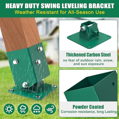 BeneLabel 4Pcs Swing Leveling Base Brackets A‑Frame Swing Set Brackets for 4×4 (Actual 3.5" x 3.5") Wood Legs DIY Swingset Base Brackets for Backyard Playset - color: 4pcs Swing Leveling Base Brackets