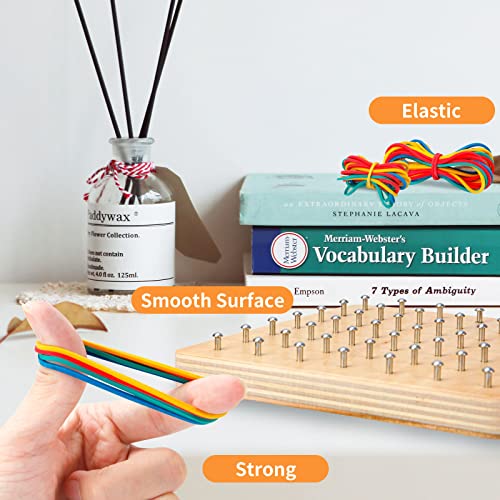 HEELWIRE Wooden Geoboard,Montessori Toy,Graphical Mathematical Education Toy for Kids with Pattern Cards and Rubber Bands to Figures and Shapes, Brain Teaser STEM Toy Geo Board (6 * 6 * 0.6 in) - size: 6*6*0.6 in