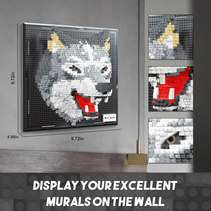 3D Wolf Animal Wall Art Micro Mini Building Blocks Set for Adults, No Compatible with Lego, Unique Table Display & Home Wall Decor, Creative Toy Gift for Chritsmas Birthday (2214 PCS) - style: Wolf