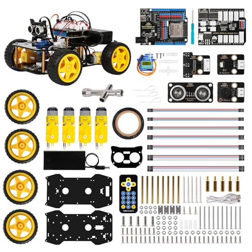 ACEBOTT Robotics Kit for Kids Ages 8-12 12-16, Smart Robot Car Kit Compatible with Arduino & Scratch, STEM Toys Coding Robot Kit with App Control, STEM Gifts for Kids and Teens - color: A-yellow