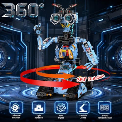 zinat 4-in-1 STEM Robot Building Kit with Remote Control, Multiple Robot Designs, Educational DIY Blocks Toy, Birthday for Kids 6-14 & Adults - 824Pcs
