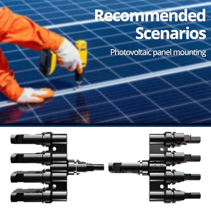Solar Branch Connectors, Solar Panel Y Branch Connector (1 Pair, T-Branch) - size: 1Pair M/FFFF+F/MMMM