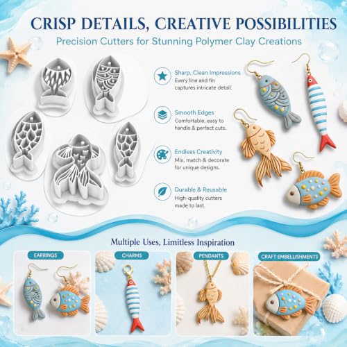 11 Pcs Ocean & Fish Polymer Clay Cutters Set - color: fish