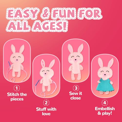 Cymbana Sewing Kit for Kids, Make a Friend 5 Felt Kids Sewing Crafts 6+ - color: Animal