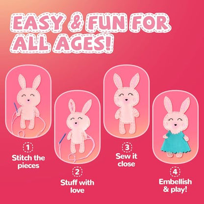 Cymbana Sewing Kit for Kids, Make a Friend 5 Felt Kids Sewing Crafts 6+ - color: Animal