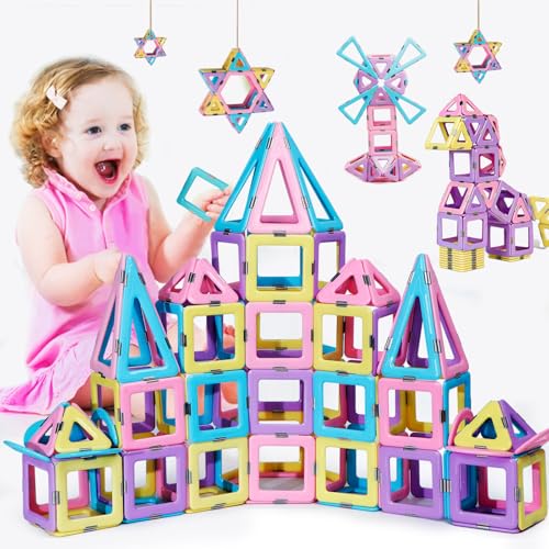 TOKBLOK 80PCS Magnetic Tiles for Kids, Magnet Blocks Building Toys Ages 3+