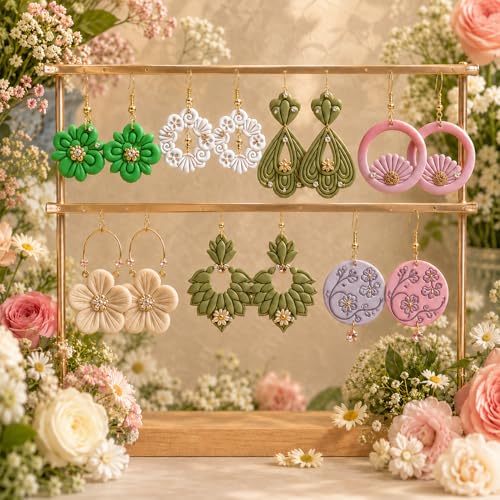 12 Pcs Everyday Essential Polymer Clay Cutters Set - Classic Floral, Geometric & Teardrop Imprint Cutters for Polymer Clay Jewelry Making, Fit Gift for Friends, Sisters & Wives - color: Geometric seal mold