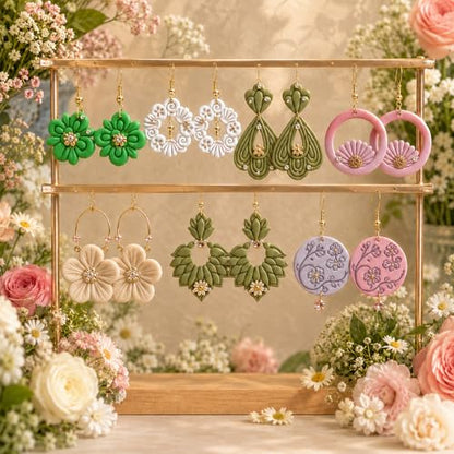 12 Pcs Everyday Essential Polymer Clay Cutters Set - Classic Floral, Geometric & Teardrop Imprint Cutters for Polymer Clay Jewelry Making, Fit Gift for Friends, Sisters & Wives - color: Geometric seal mold