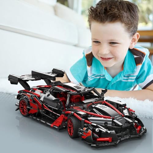 APAWR Adults Challenging Racing Car Building Blocks Kit，1:14 1391 Pieces Car Model Building Set DIY Toys for Boys Age 12 13 14 15 16 - color: Black