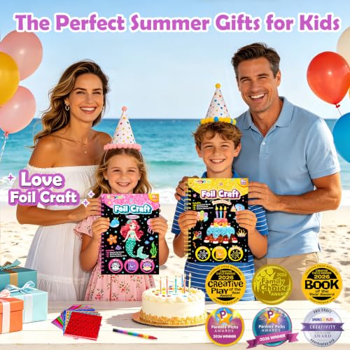 FUNNYB&G Foil Art Craft Kit for Kids, Sparkly Birthday Gift Toy for Kids - style: Happy Birthday