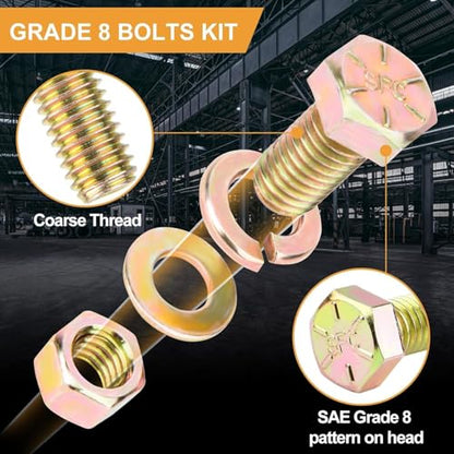 1004PCS Grade 8 Assorted Nuts and Bolts Kit, SAE Size 1/4-20, 5/16-18, 3/8-16, 1/2-13 Bolt Assortment - size: 1004pcs 1/4-20 5/16-18 3/8-16 1/2-13
