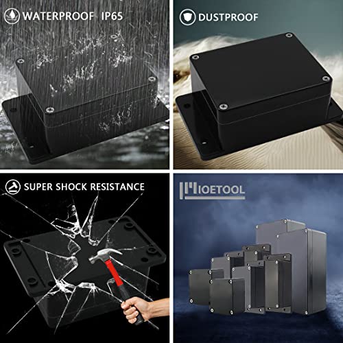 Junction Box Waterproof Dustproof IP65 ABS Plastic Universal Electric Project Enclosure Black with Fixed Ear 4.52"x3.54"x2.16"(115 x 90 x 55 mm) - size: 4.52"x3.54"x2.16"