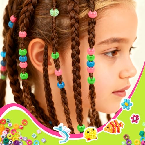 Simetufy 14000Pcs Pony Beads Bulk, 30 Colors 6x9 Kandi Beads for Bracelet - color: 30 Colors - 14000 Pcs