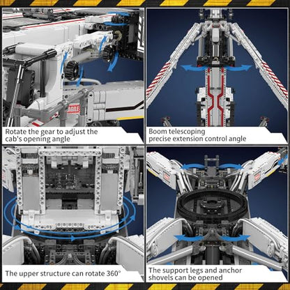 Mould King 17007 Technology Crane Building Set, 8506 Pieces Heavy Crane Truck Building Kits for Adult 14+, APP Programmable Construction Vehicle Block Set, White
