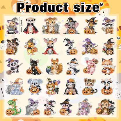 Xuhal 30 Pcs Halloween Diamond Painting Magnets Diamond Art Kits for Adults - color: Halloween