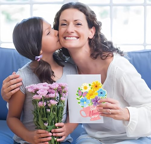 36 Set Mothers Day DIY Craft for Kids - Flower Card Making Kit with Greeting Cards Stickers Envelopes Set Gifts for Classroom School Activities - style: mother's day-36 set