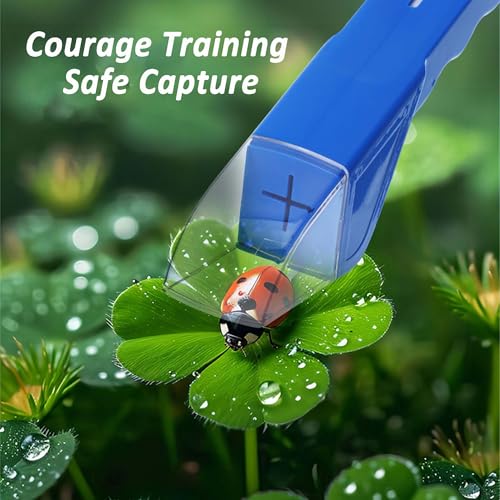 2 Pcs DelloidMaz Insect Catcher Small Animals Catcher Nature Exploration Tool to Capture Butterflies Bees Ladybugs Spiders Bug Catcher for Boys and Girls, Blue and Yellow (2)