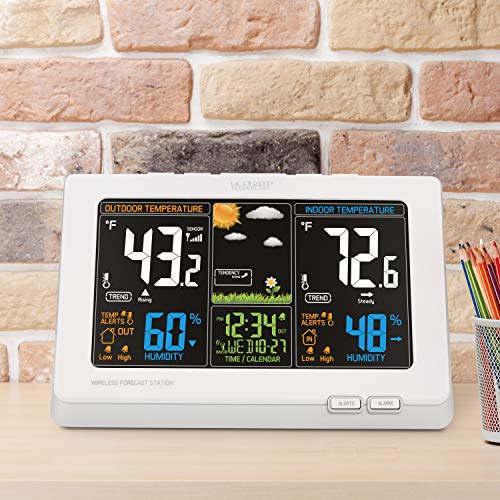 La Crosse Technology Wireless Atomic Digital Color Forecast Station with Alerts, White (308-1414W) - color: white