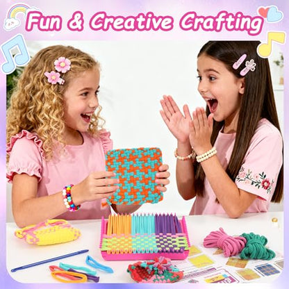 Combaybe Weaving Loom Kit Toys Gift for Kids and Adults–DIY Arts and Crafts Beginner-Friendly Potholder Loom Kit with Loops Tools Funny Birthday Gifts Toys for Girls Ages 5 6 7 8-12 13 Years Old - style: Weaving Loom Kit