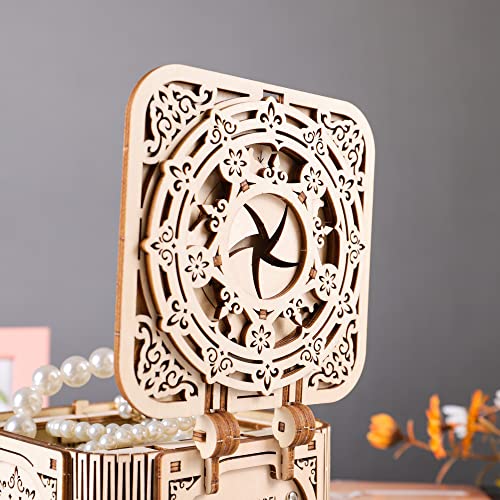 GuDoQi 3D Wooden Puzzle, Treasure Box with Music, Mechanical Model Kit to Build for Teens and Adults, DIY Assembly Kit, Gifts for Birthdays Christmas