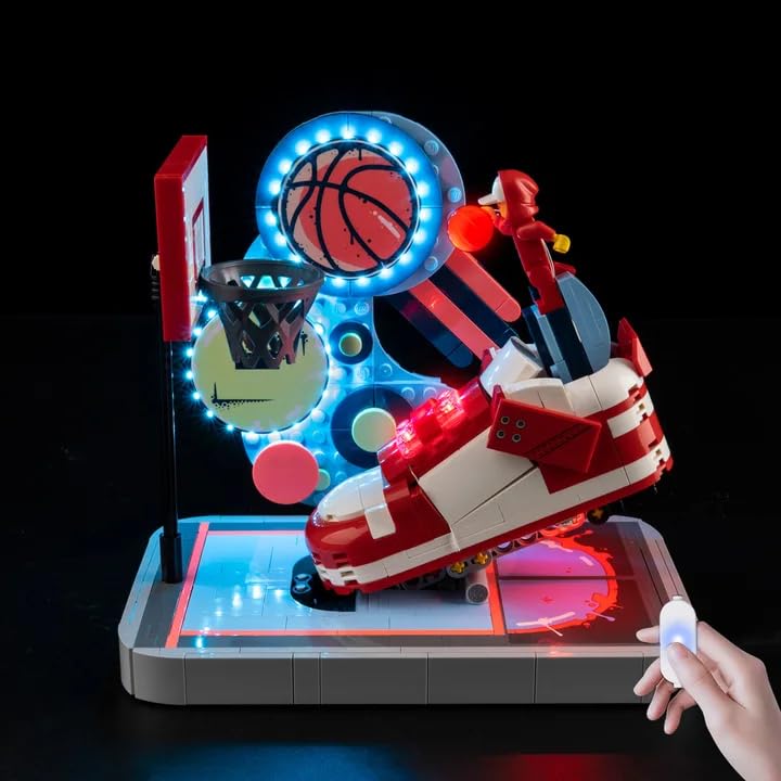 Nitemode LED Light Kit Compatible with Lego Nike Dunk Trickshot 43021, Upgraded Remote Control Multi-Light Effect Sequence Design Lighting Accessories(Light Only)