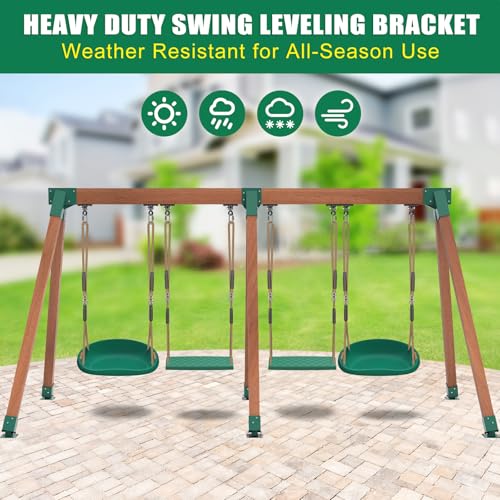 BeneLabel 1Pcs A-Frame Swing Set Middle Brackets with 4pcs Swing Leveling Base Brackets Heavy Duty A-Frame Swingset Hardware Kit DIY Swingset Middle Bracket for 2 (4x4) Legs & 1 (4x6) Beam - color: 1pcs Middle Bracket+2pcs Base Brackets