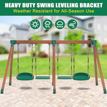 BeneLabel 1Pcs A-Frame Swing Set Middle Brackets with 4pcs Swing Leveling Base Brackets Heavy Duty A-Frame Swingset Hardware Kit DIY Swingset Middle Bracket for 2 (4x4) Legs & 1 (4x6) Beam - color: 1pcs Middle Bracket+2pcs Base Brackets