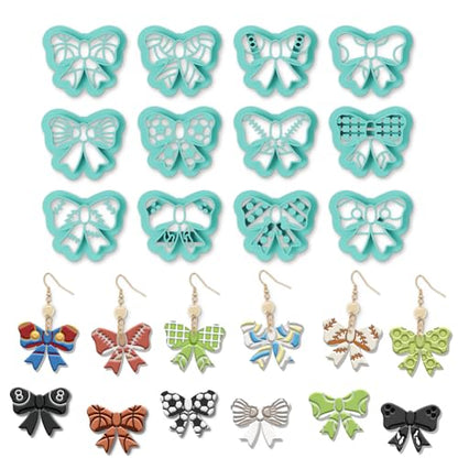 ORIGACH 12 Pcs Bow with Sports Ball Polymer Clay Cutters Set - style: Bow with Sports Ball