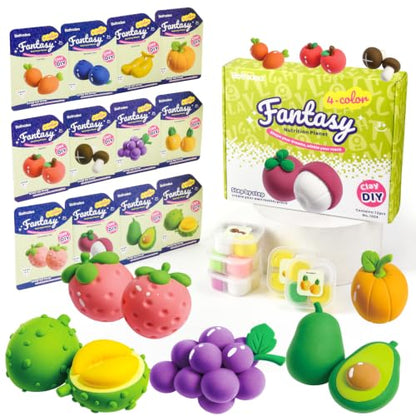 Both idea Air Dry Clay Kit with 12 Fruit Projects – Modeling Clay with Sculpting Tools, Step-by-Step Guide, DIY Arts and Crafts Set for Boys and Girls, Classroom Birthday Party Activity Family - style: Nutrition Planet