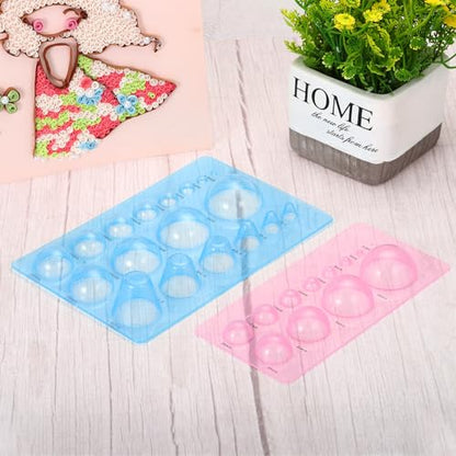 PATIKIL Quilling Mold 8x5 Inch, 2 Pack Half Ball Domes 3-Row Mold Crimper Tool for 3D Flower Pot Crafts, Pink - color: Pink