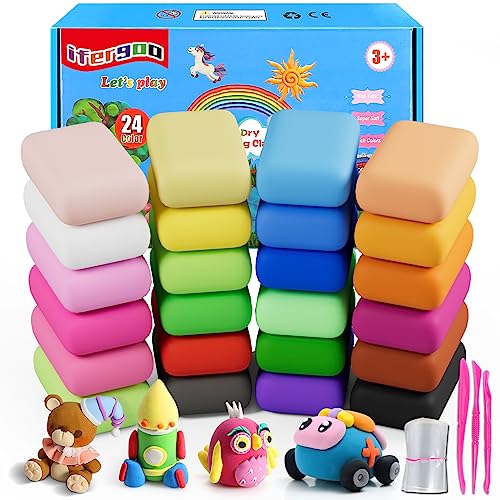 ifergoo Air Dry Clay, 24 Colors Magic Foam DIY Molding Clay for Slime - color: 24 Colors