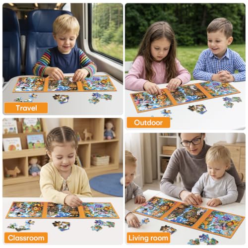 Biarek Animal Magnetic Puzzles for Kids 3-5, 3-in-1 61-Piece Travel Toy - color: Jungle Animal - 61 Pieces