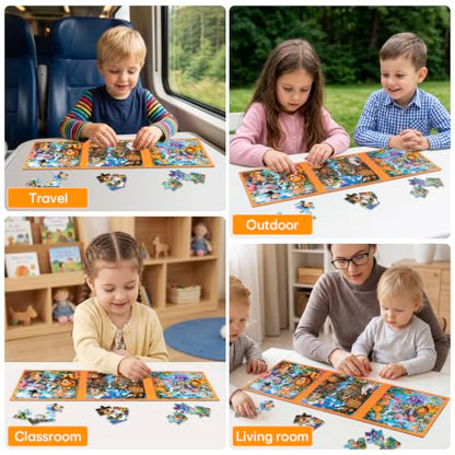 Biarek Animal Magnetic Puzzles for Kids 3-5, 3-in-1 61-Piece Travel Toy - color: Jungle Animal - 61 Pieces