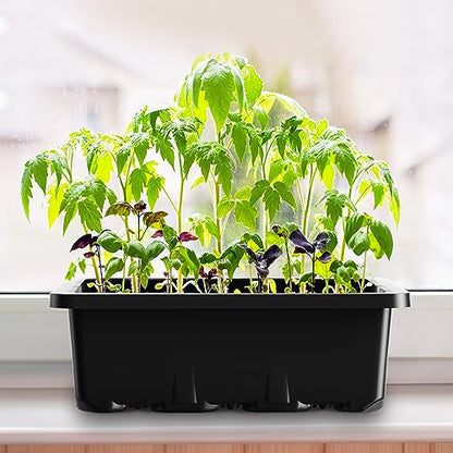 MIXC 10 Pack Seed Starter Tray, 120Cell Stater Kit with Humidity Dome Black - color: Black, size: 12 Cell-10 Packs-Clear Cover