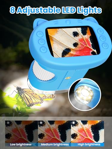 Microscope for Kids, 2.4 Inch Digital Microscope with 1000X Magnification, Handheld Camera Mini Pocket Magnifying Glass, Educational Birthday Gifts Toys for Ages 3+, Blue - color: Blue