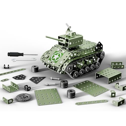 Lucky Doug STEM Building Projects Model Army Tank Set - 284 Pieces STEM Project Building Toys for Kids Ages 8-12, Assembly Science Kit Educational Toys Gift for Kids Boys 7 8 9 10 11 12-16 Years Old - style: 8801