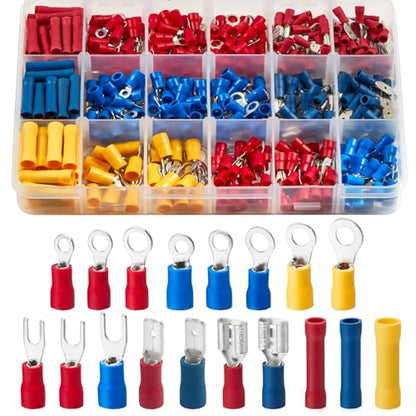 Chanzon 200pcs Insulated Crimp Wire Connector Terminal Assortment - size: 200pcs