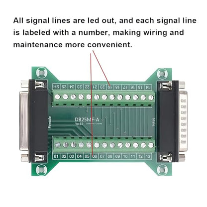2PCS RS232 DB25 Female and Male Connector in One Breakout Board - style: DB25