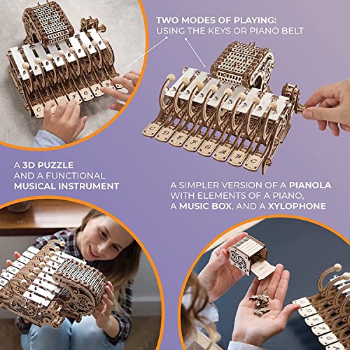 UGEARS Bundles 3D Puzzles - Mechanical Celesta and Steampunk Clock -3D Puzzle Wooden 3-D Puzzles for Adults Model kit DIY Mechanical Puzzles