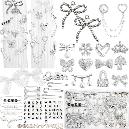 Junk Socks Charms Kit,Shoe Charms for Sneakers,Brooches and Pins for Women - color: Sliver