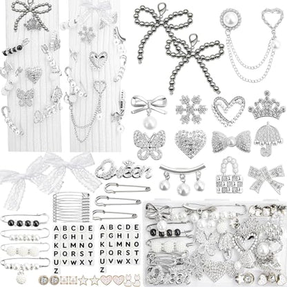Junk Socks Charms Kit,Shoe Charms for Sneakers,Brooches and Pins for Women - color: Sliver