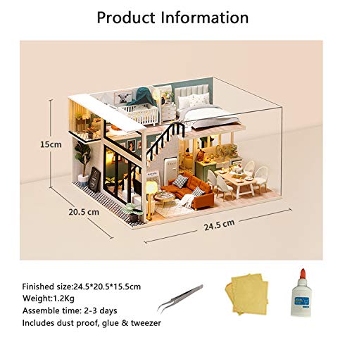 MAGQOO 3D Dollhouse Miniature with Furniture, DIY House Kit with Dust Proof 1:24 Scale Creative Room Idea (Comfortable Life) - color: Comfortable Life