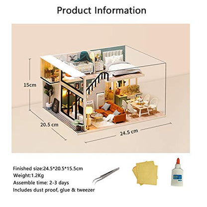 MAGQOO 3D Dollhouse Miniature with Furniture, DIY House Kit with Dust Proof 1:24 Scale Creative Room Idea (Comfortable Life) - color: Comfortable Life