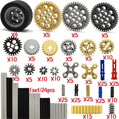Technical Parts Gears Axle Pin Connectors Building Brick Pieces Sets