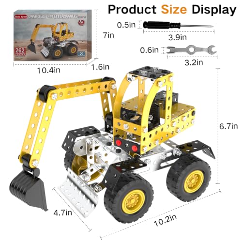 Jixin Xyzhi 3D Metal Excavator Model Kit – Metal Building Kit, STEM DIY Construction Set for Kids Ages 8-16, Mechanical Model Toy, Creative Gift for Boys & Girls (Large Excavator) - style: Large excavator