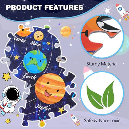 Civaner 70 Pieces Floor Puzzles Round Large Puzzles, Solar System - style: Solar System